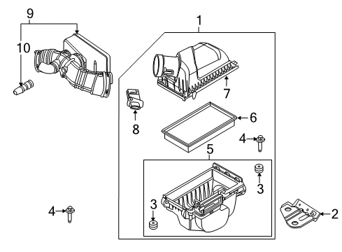 2008 Ford Taurus Powertrain Control Air Cleaner Assembly Diagram for 9G1Z-9600-B