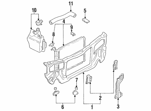1995 Ford Escort Radiator & Components, Radiator Support Reservoir Diagram for F1CZ8A080B