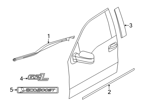 2012 Ford F-150 Exterior Trim - Front Door Belt Molding Diagram for 6L3Z-1821453-A