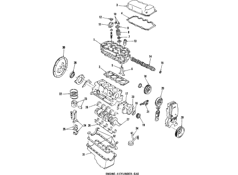1985 Mercury Lynx Engine & Trans Mounting Head Gasket Diagram for FOFZ-6051-A