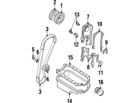 1996 Ford Aspire Engine Parts, Mounts, Cylinder Head & Valves, Camshaft & Timing, Oil Pan, Oil Pump, Crankshaft & Bearings, Pistons, Rings & Bearings Crankshaft Pulley Diagram for F6BZ6A312AA