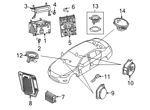 2011 Ford Taurus A/C & Heater Control Units Package Tray Speaker Diagram for BG1Z-18808-C