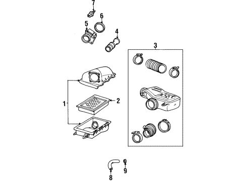1998 Ford Crown Victoria Powertrain Control Air Cleaner Assembly Diagram for F6AZ9600AA