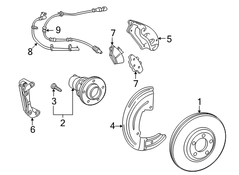 2008 Ford Taurus X Anti-Lock Brakes Splash Shield Diagram for 5F9Z-2K004-AA