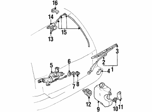 1998 Ford Escort Lift Gate - Wiper & Washer Components Washer Reservoir Diagram for F7CZ-17618-AA