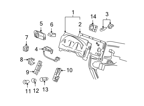 2004 Mercury Monterey Switches Cluster Assembly Diagram for 3F2Z-10849-FA