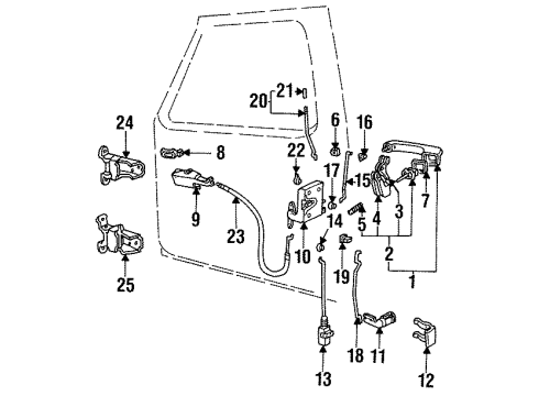 1996 Ford Bronco Front Door Regulator Diagram for F6TZ-1523208-AA