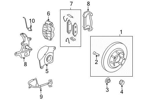 2007 Ford F-150 Brake Components Hub & Rotor Nut Diagram for -W710242-S439