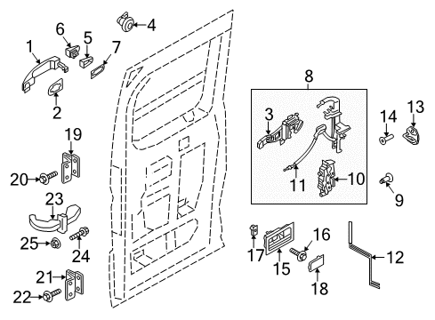 2015 Ford Transit-350 Side Door Latch Assembly Diagram for CK4Z-61264A00-D
