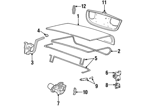 2002 Lincoln Town Car Trunk Lid & Components, Exterior Trim Pulldown Unit Diagram for F6VZ-54432A38-AA