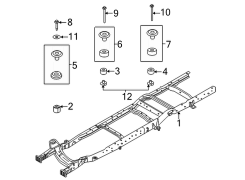 2016 Ford E-350 Super Duty Frame & Components Upper Insulator Retainer Diagram for 2C2Z-1000157-AA