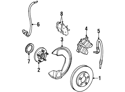 2002 Lincoln Continental Anti-Lock Brakes Brake Hose Diagram for 1F3Z-2078-CA