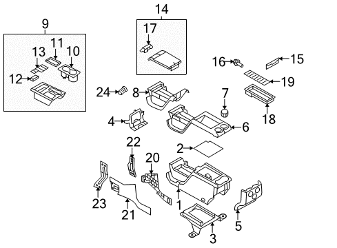 2012 Ford F-150 Front Console Upper Trim Diagram for CL3Z-15045A76-PA