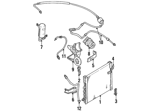 1992 Ford F-350 A/C Condenser, Compressor & Lines Suction Hose Diagram for E7TZ19867C