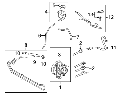 2011 Lincoln MKX P/S Pump & Hoses, Steering Gear & Linkage Lower Return Hose Diagram for BT4Z-3A713-C