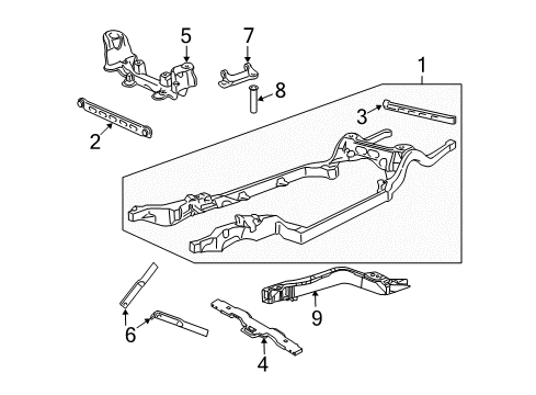 2003 Ford Crown Victoria Frame & Components Transmission Support Diagram for 3W1Z-5027-AA