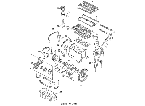 1991 Mercury Tracer Engine Parts, Mounts, Cylinder Head & Valves, Camshaft & Timing, Oil Pan, Oil Pump, Crankshaft & Bearings, Pistons, Rings & Bearings Oil Pan Gasket Diagram for FOCZ6710A