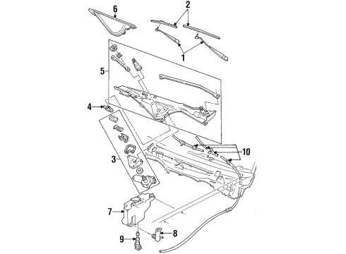 2002 Ford Crown Victoria Wiper & Washer Components Arm & Pivot Assembly Diagram for 1W7Z-17566-AA