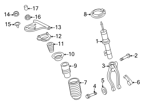 2006 Lincoln Zephyr Struts & Components - Front Upper Mount Diagram for 6E5Z-18183-B