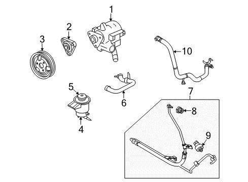 2010 Ford Mustang P/S Pump & Hoses, Steering Gear & Linkage Power Steering Pump Diagram for AR3Z-3A674-ARM
