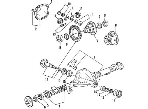 2000 Mercury Mountaineer Rear Axle, Differential, Propeller Shaft Slip Yoke Diagram for E8TZ-4841-D