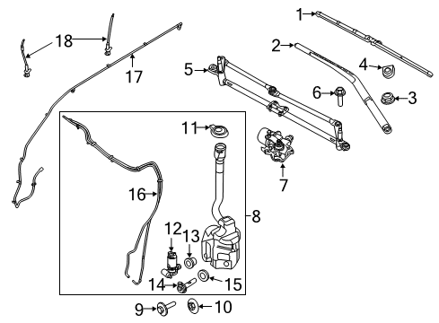2012 Ford Explorer Windshield - Wiper & Washer Components Reservoir Assembly Diagram for BB5Z-17618-A