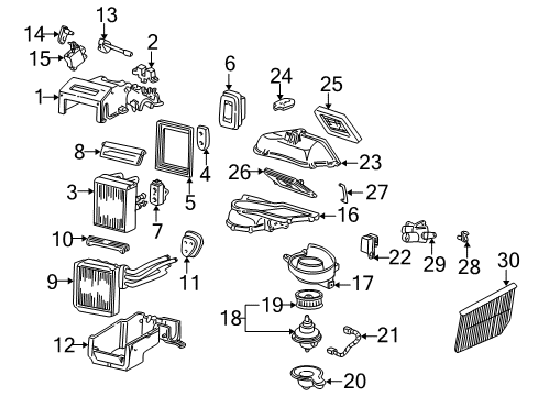 2002 Ford Thunderbird A/C Evaporator & Heater Components In-Car Temperature Sensor Diagram for XW4Z-19C734-BA