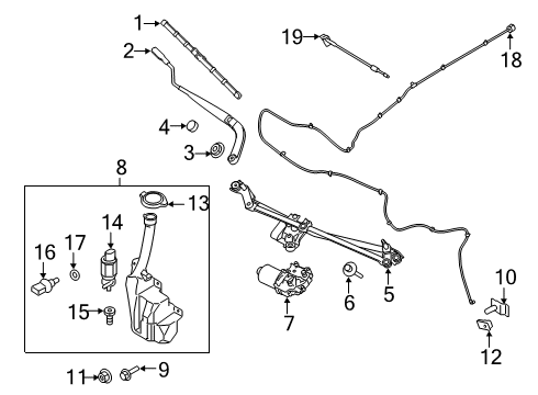 2020 Ford Mustang Wipers Wiper Arm Diagram for FR3Z-17526-A