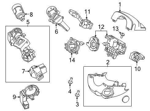 2013 Ford C-Max Shroud, Switches & Levers Upper Column Cover Diagram for CJ5Z-3530-AA