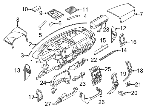 2015 Ford F-150 Instrument Panel Components Molding Diagram for FL3Z-1504339-BA