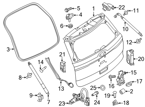 2016 Ford Police Interceptor Utility Lift Gate Lock Cylinder Assembly Diagram for FB5Z-5443262-A
