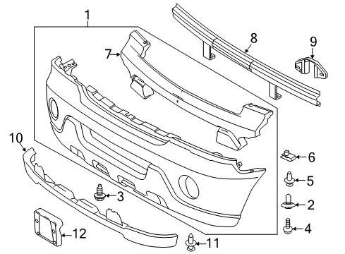 2003 Lincoln Aviator Front Bumper Front Panel Retainer Diagram for -N805889-S100