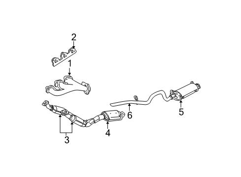 2005 Ford Explorer Sport Trac Exhaust Components, Exhaust Manifold Inlet Pipe Diagram for 2L2Z-5F250-AC