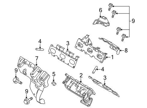 2011 Lincoln MKS Exhaust Manifold Manifold With Converter Diagram for BG1Z-5G232-C