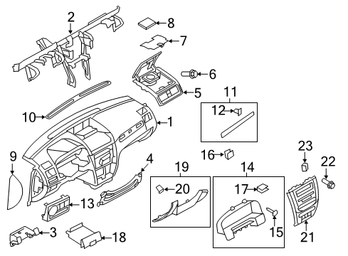2011 Mercury Milan Instrument Panel Lower Cover Clip Diagram for -W714365-S424