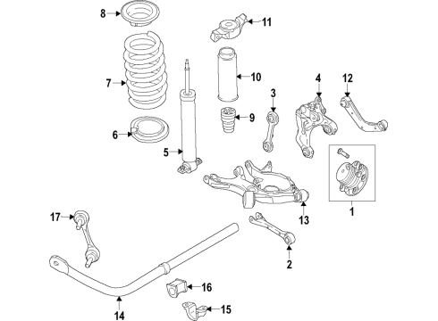 2016 Lincoln MKX Rear Suspension Components, Lower Control Arm, Upper Control Arm, Ride Control, Stabilizer Bar Upper Mount Diagram for F2GZ-18A161-A