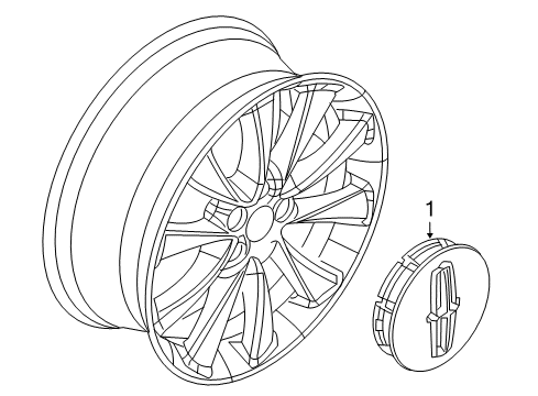 2017 Lincoln MKT Wheel Covers & Trim Center Cap Diagram for DE9Z-1130-A