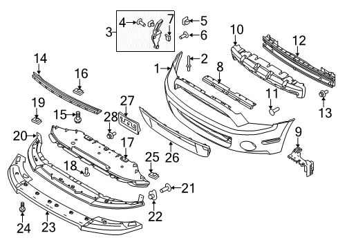 2013 Ford Mustang Front Bumper Lower Grille Diagram for DR3Z-17K945-AA