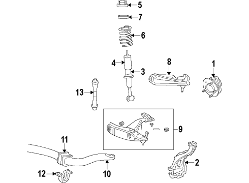 2014 Ford F-150 Front Suspension Components, Lower Control Arm, Upper Control Arm, Stabilizer Bar Lower Ball Joint Diagram for BL3Z-3050-B