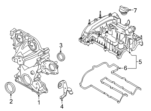 2015 Ford Focus Valve & Timing Covers Gasket Diagram for CM5Z-8255-B