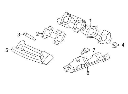 2010 Ford F-150 Exhaust Components, Exhaust Manifold Front Pipe Diagram for 9L3Z-5A212-B