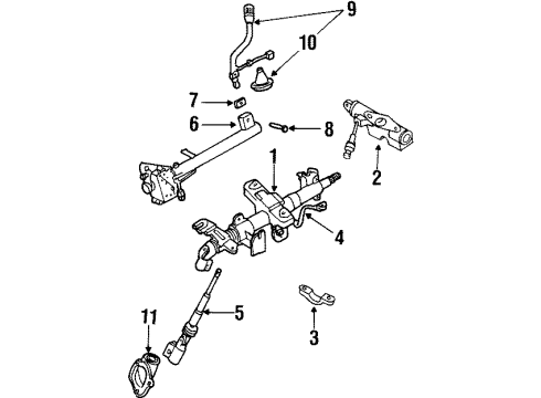 2000 Mercury Villager Steering Column, Steering Wheel & Trim Lower Shaft & Joint Diagram for XF5Z-3B676-AA