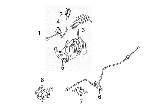 2006 Ford Five Hundred Gear Shift Control - AT Shifter Assembly Diagram for 6G1Z-7210-F