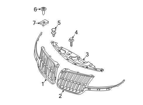 2010 Lincoln MKZ Grille & Components Grille Nut Diagram for -N802539-S100