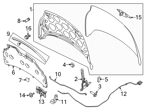 2016 Ford Fiesta Hood & Components Latch Diagram for D2BZ-16700-A