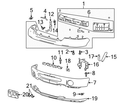 2008 Ford F-150 Front Bumper Bumper Cover Support Diagram for 4L3Z-17C973-AA