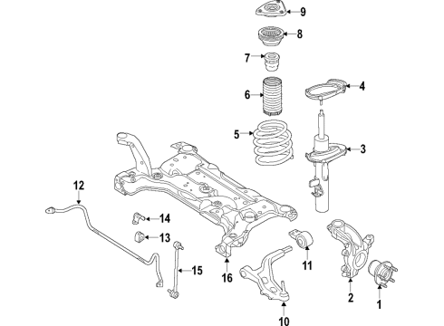 2019 Ford Transit Connect Front Suspension Components, Lower Control Arm, Stabilizer Bar Coil Spring Diagram for DV6Z-5310-G