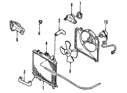 1992 Ford Festiva Cooling System, Radiator, Water Pump, Cooling Fan Water Outlet Gasket Diagram for FO2Z-8255-A
