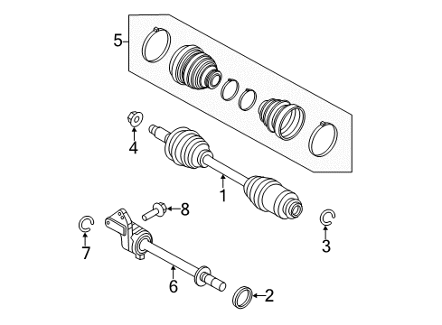2010 Mercury Milan Drive Axles - Front Axle Assembly Diagram for AE5Z-3A427-D