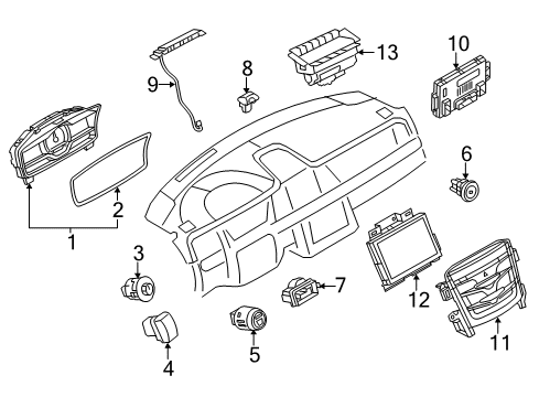 2015 Lincoln MKS Cluster & Switches, Instrument Panel Dash Control Unit Diagram for EA5Z-19980-D